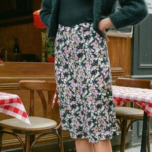 ROUJE✨ Elliot skirt black floral size 36 xs
